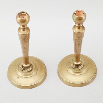 LJUSSTAKAR, 1 par, brons, senempire, 1800-talets första hälft.