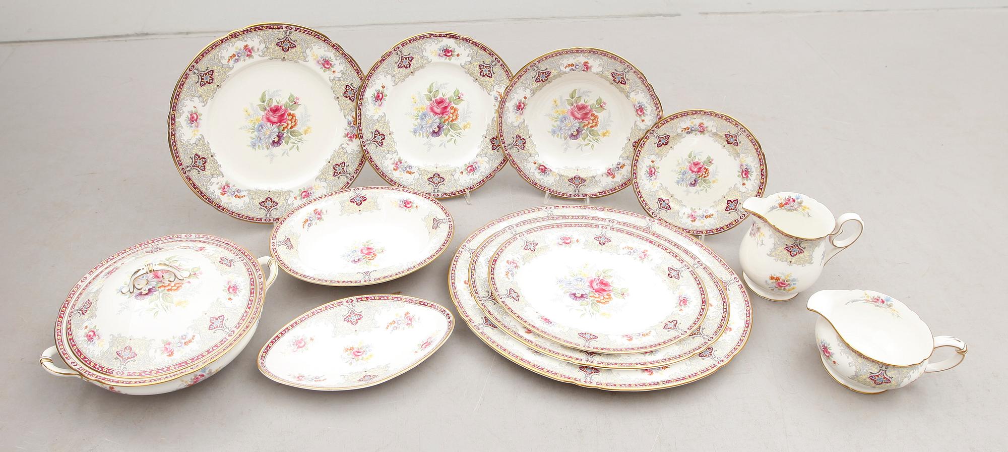 MATSERVIS, 59 delar, benporslin, Georgian, Shelley England, 1900-talets mitt.