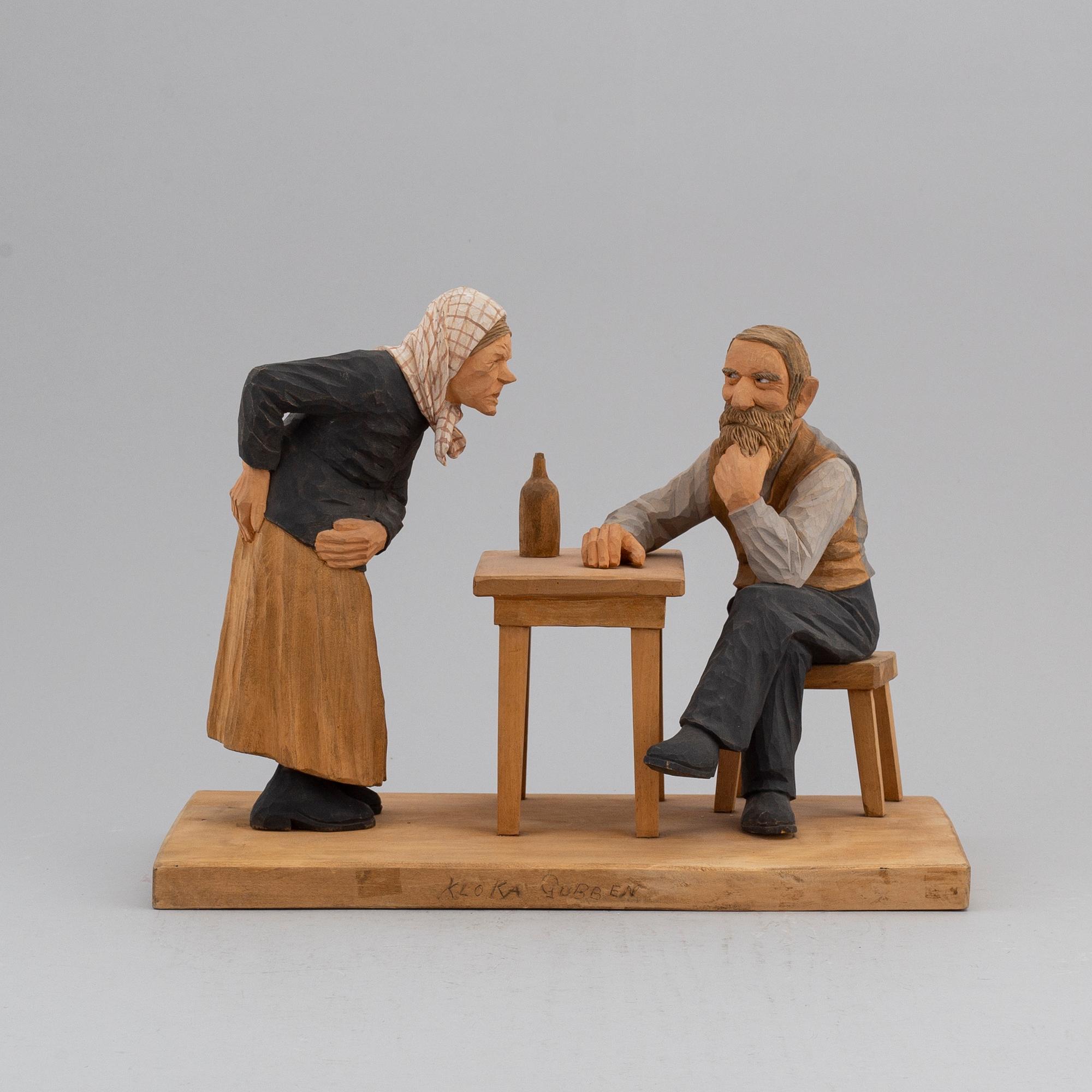 HERMAN ROSELL, sculpture, painted wood, signed and dated 1952.