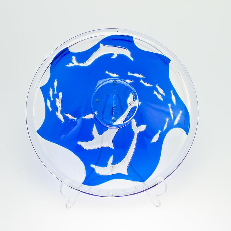 SKÅL, glas, "Delfiner"/"Dolphins", Olle Alberius, Orrefors Gallery, 1988.