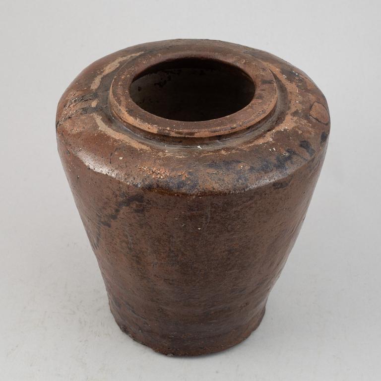 A Japanese Raku jar, possibly 13th/14th Century.