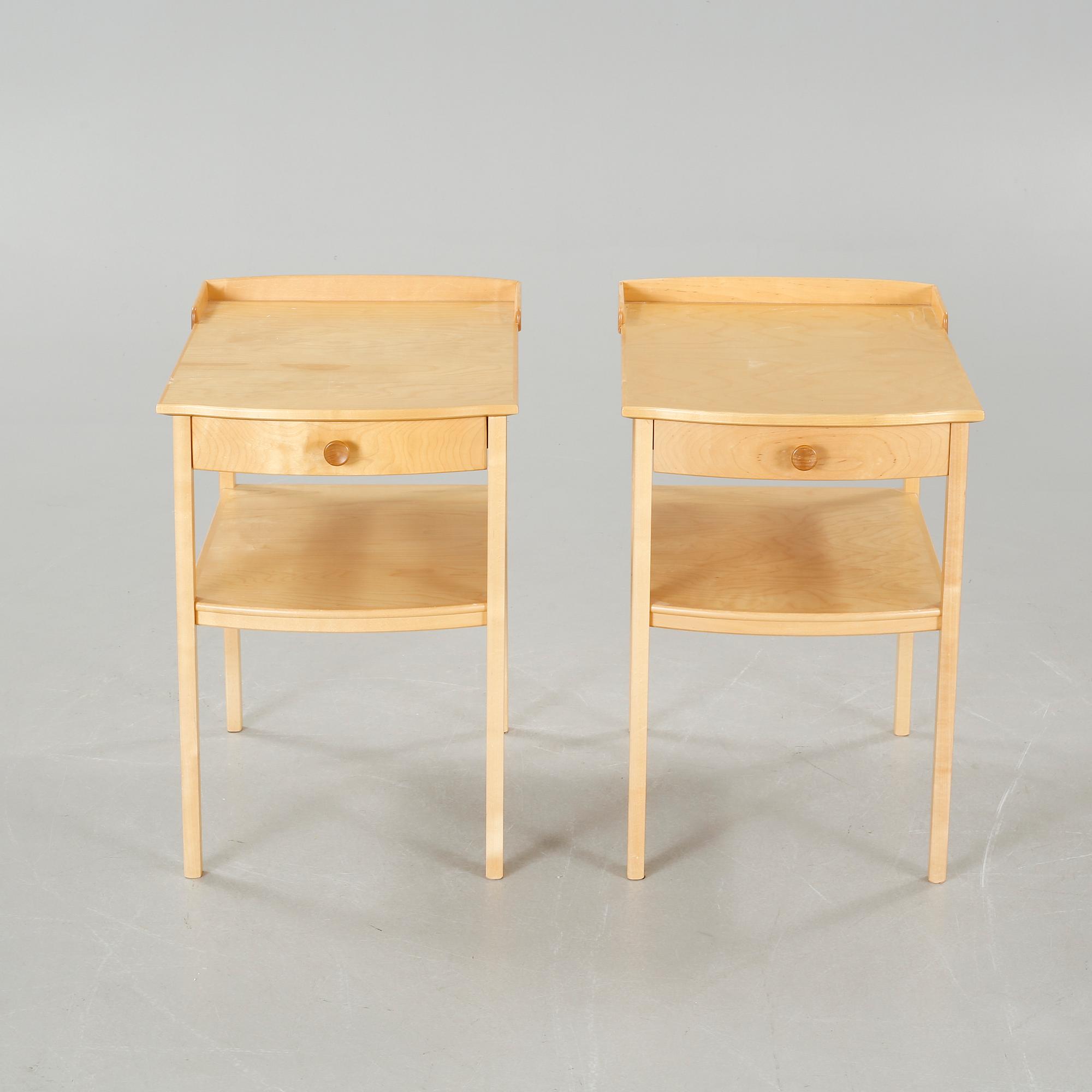 A pair of bedside tables by Carl Malmsten for Åfors Möbelfabrik, second half of the 20th century.