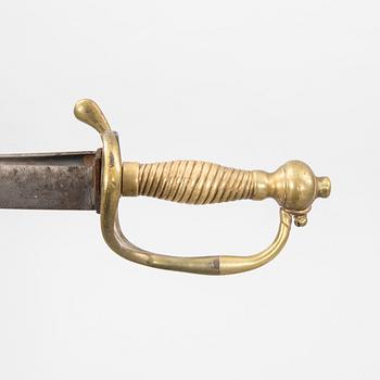 Sabel för manskap inom artilleriet, m/1831 Sverige samt Huggare, Sverige m/1856; förändringsmodell av huggare 1748.