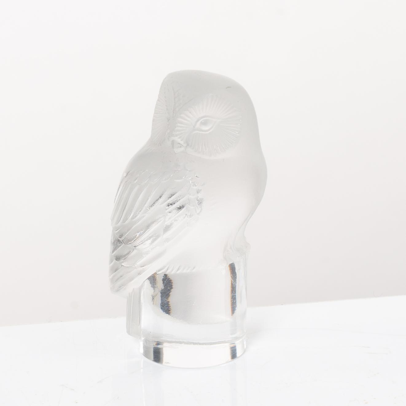 9 glass figurines, Lalique, France.