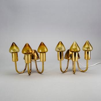 Hans-Agne Jakobsson, a pair of brass wall lamps.