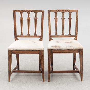 Six late Gustavian chairs, early 18th century.