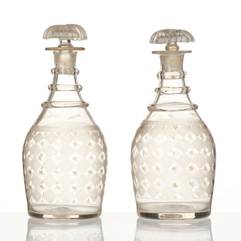 Decanters, a pair, possibly Kosta, circa 1900.