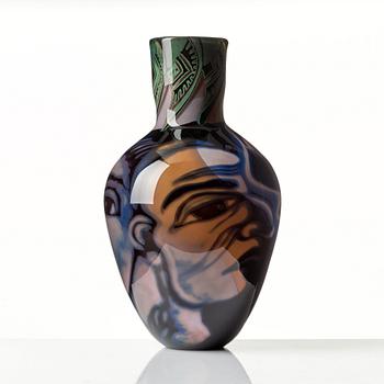 Eva Englund, a "graal" glass vase, Orrefors, Sweden 1989.