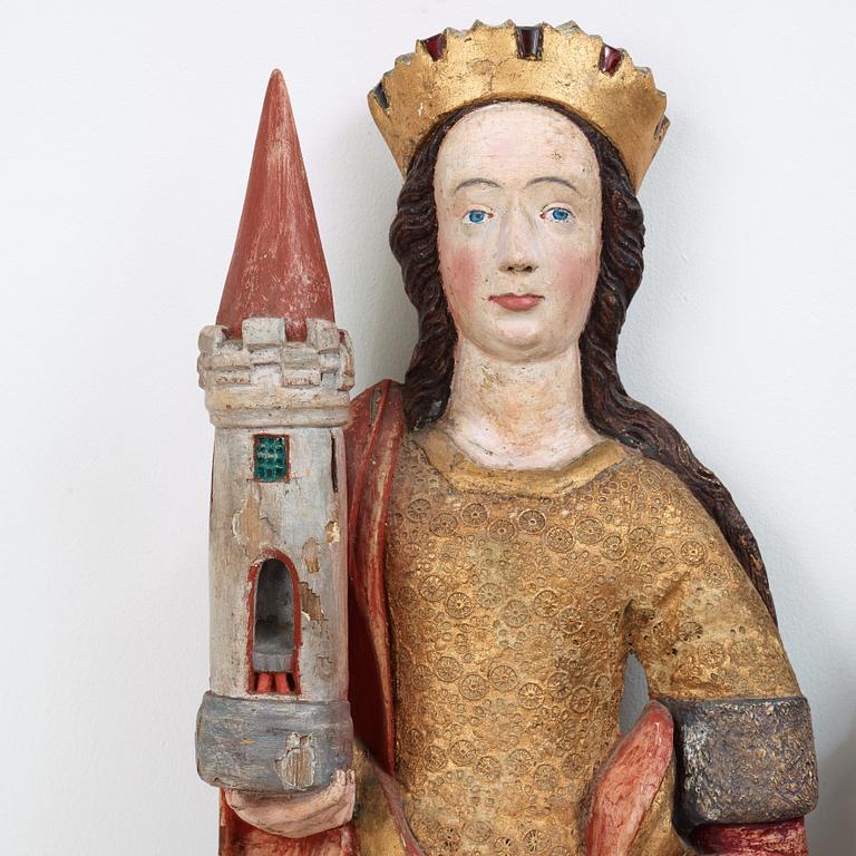 SKULPTURER, två stycken, sengotiska, 1400-tal, troligen Nordtyskland.