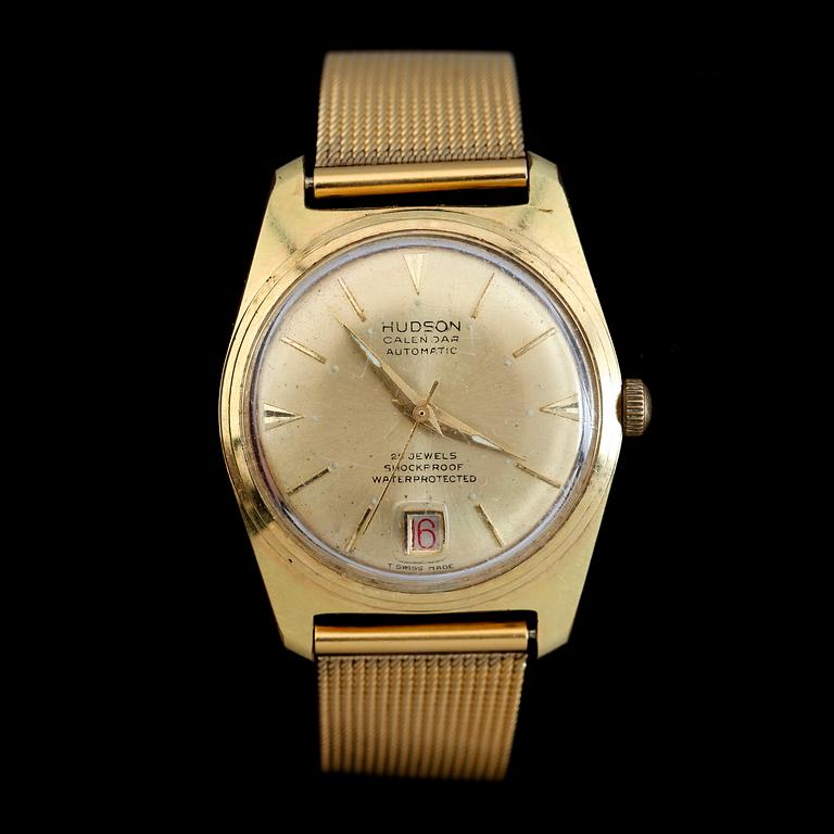 ARMBANDSUR, guld på stål, Hudson Calendar Automatic.