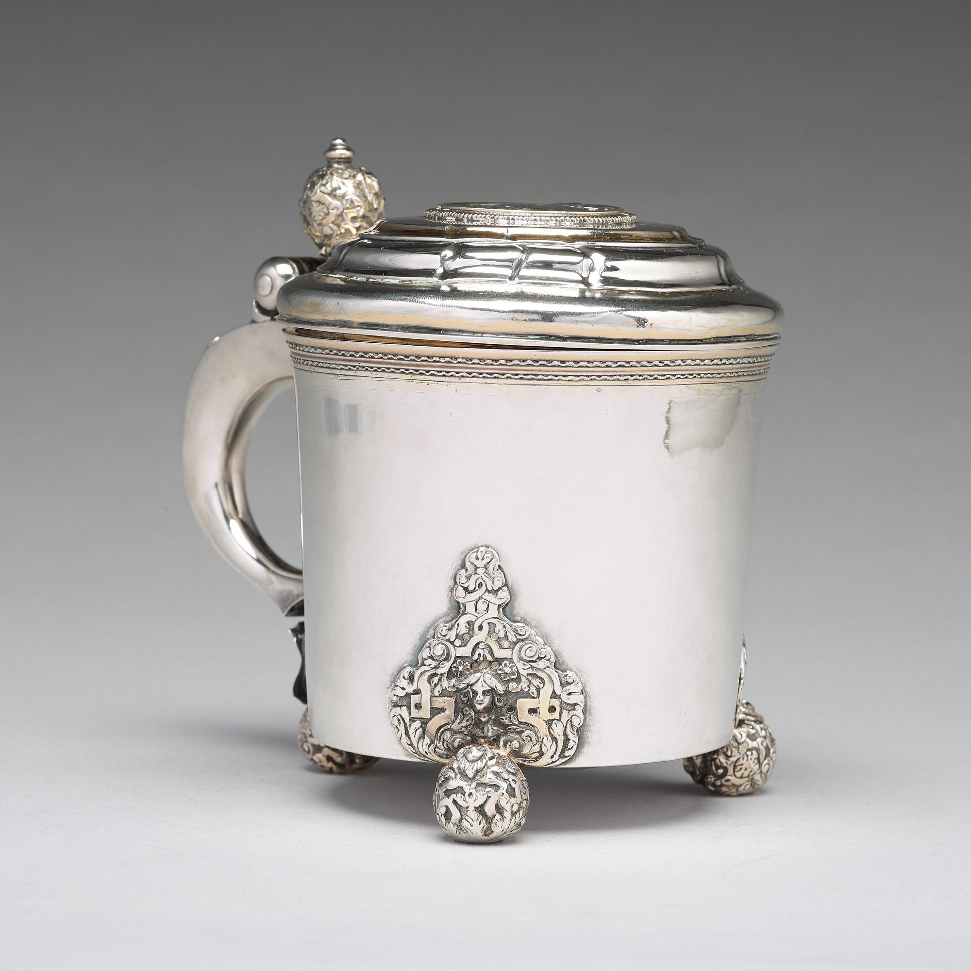 A Swedish 18th century parcel-gilt silver tankard, mark of Olof Lind, Mariestad (1752-1767 (1770)).