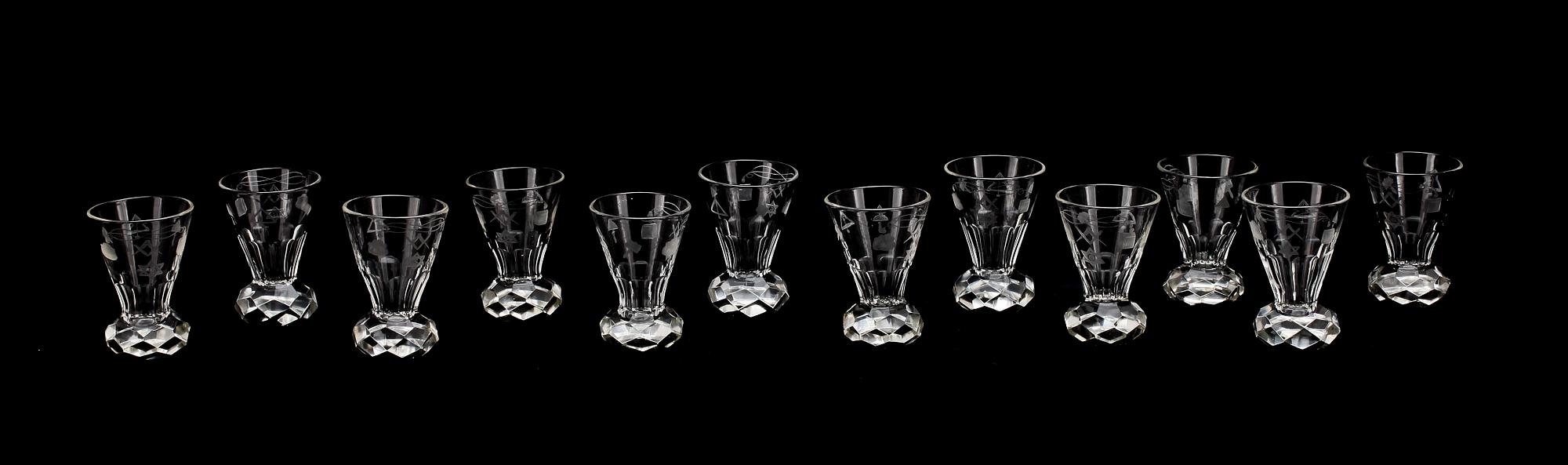 FRIMURARGLAS, 12 st, omkring 1900.