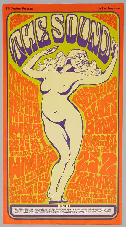 Wes Wilson, concert posters, a pair, West Coast Lithograph, 1966.