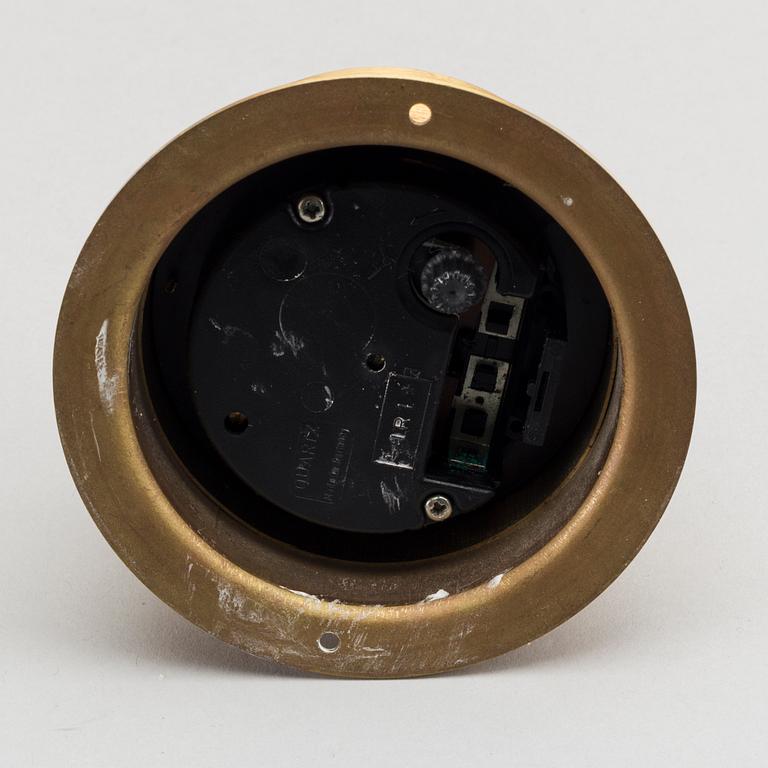 TWO BRASS MARINE CLOCK AND A BAROMETER BY STOCKBURGER.