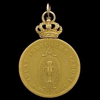 JOHAN SEDERHOLMS MEDAL OF THE VASAORDER, GIVEN 1778, 18k weight ca 27 g. Diameter 31,5 mm.