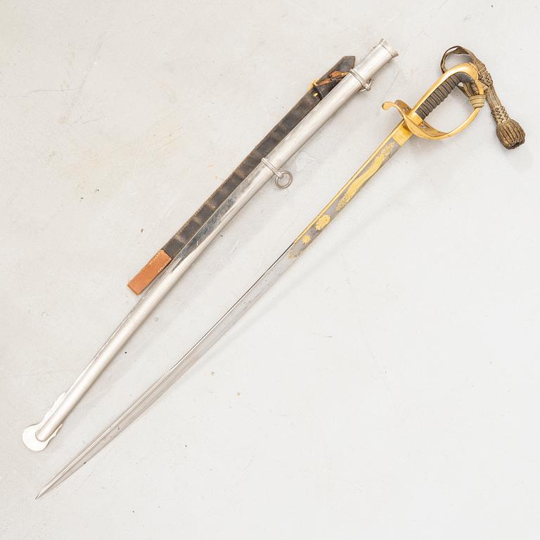 A Swedish infantry officer's sabre, 1859 pattern, with scabbard.