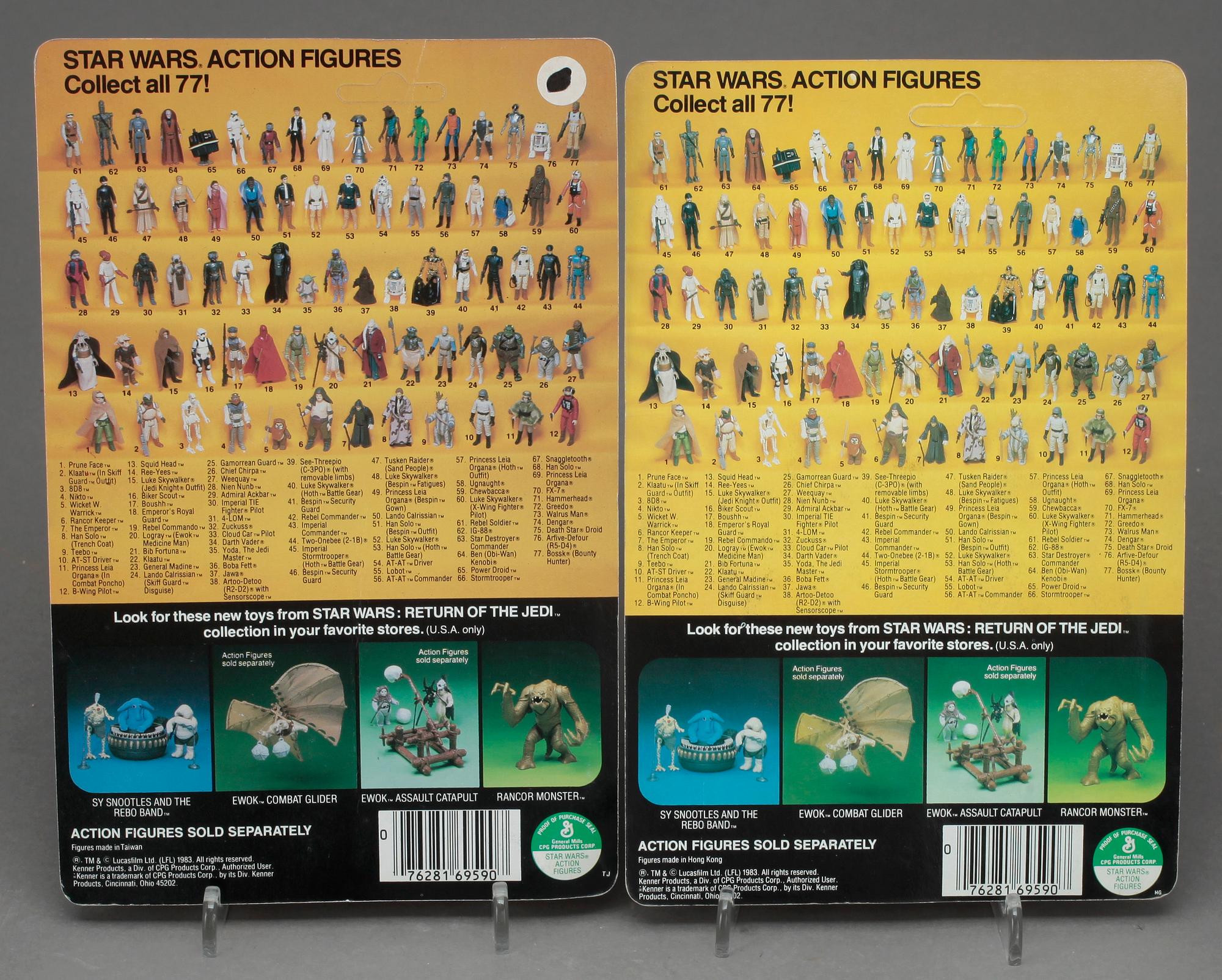 STAR WARS, 5 stycken actionfigurer, Kenner samt Palitoy, 1983.