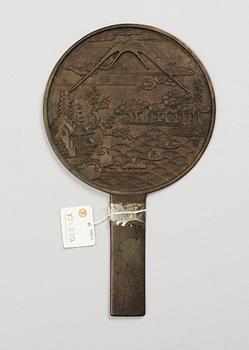 HANDSPEGEL. Brons. Japan. 1900-tal.