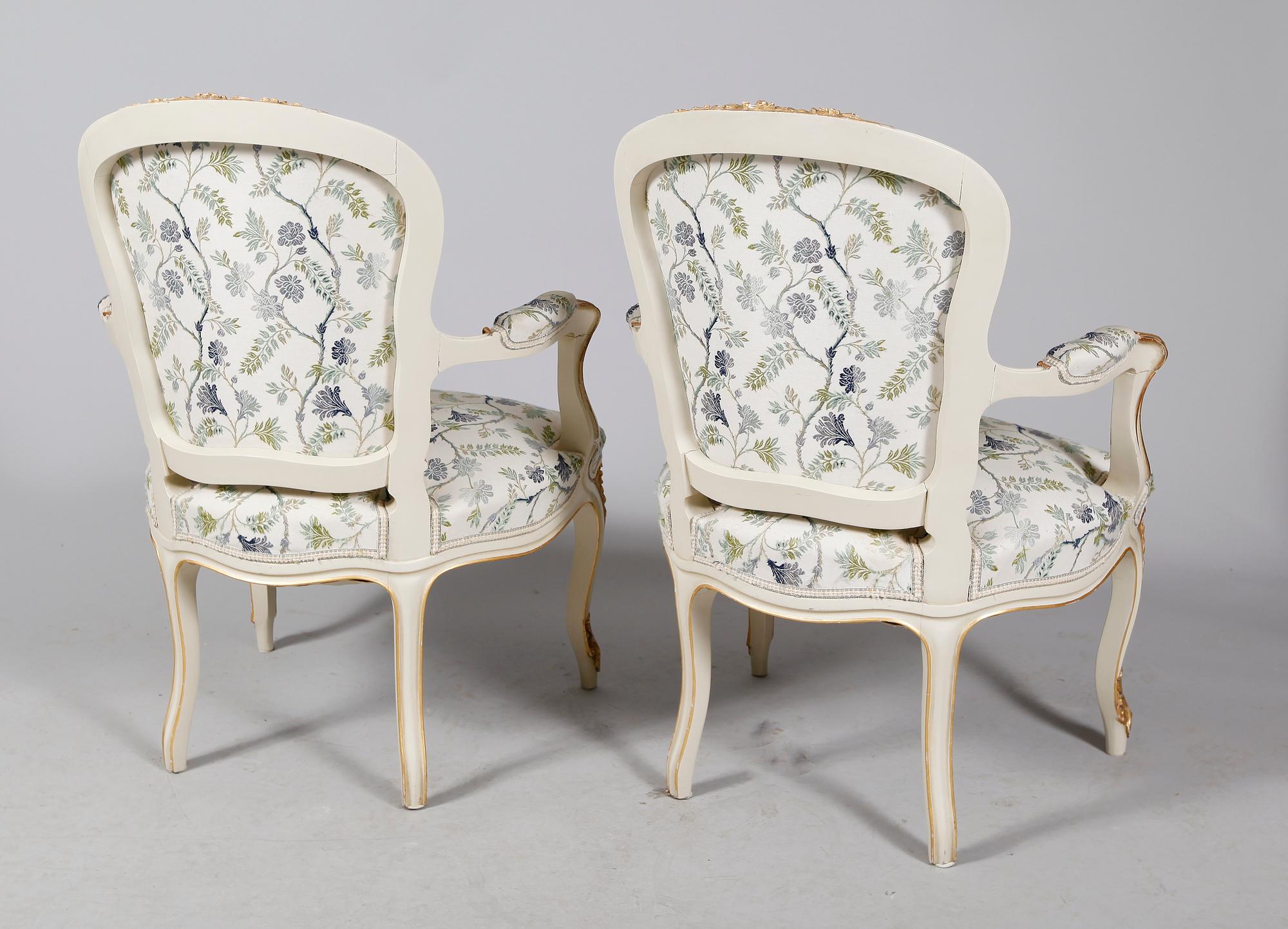 SALONGSMÖBEL, 9 del, rokokostil, 1900-tal.