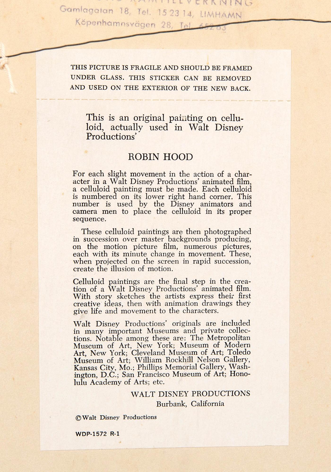 Filmcell från filmen "Robin Hood", Walt Disney.