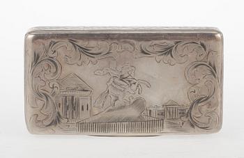 SNUSDOSA silver, oidentifierad mästare, Moskva, 1800-tal.