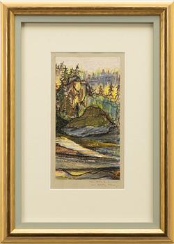 Harry Martinson, Landscape with trees and mountains.