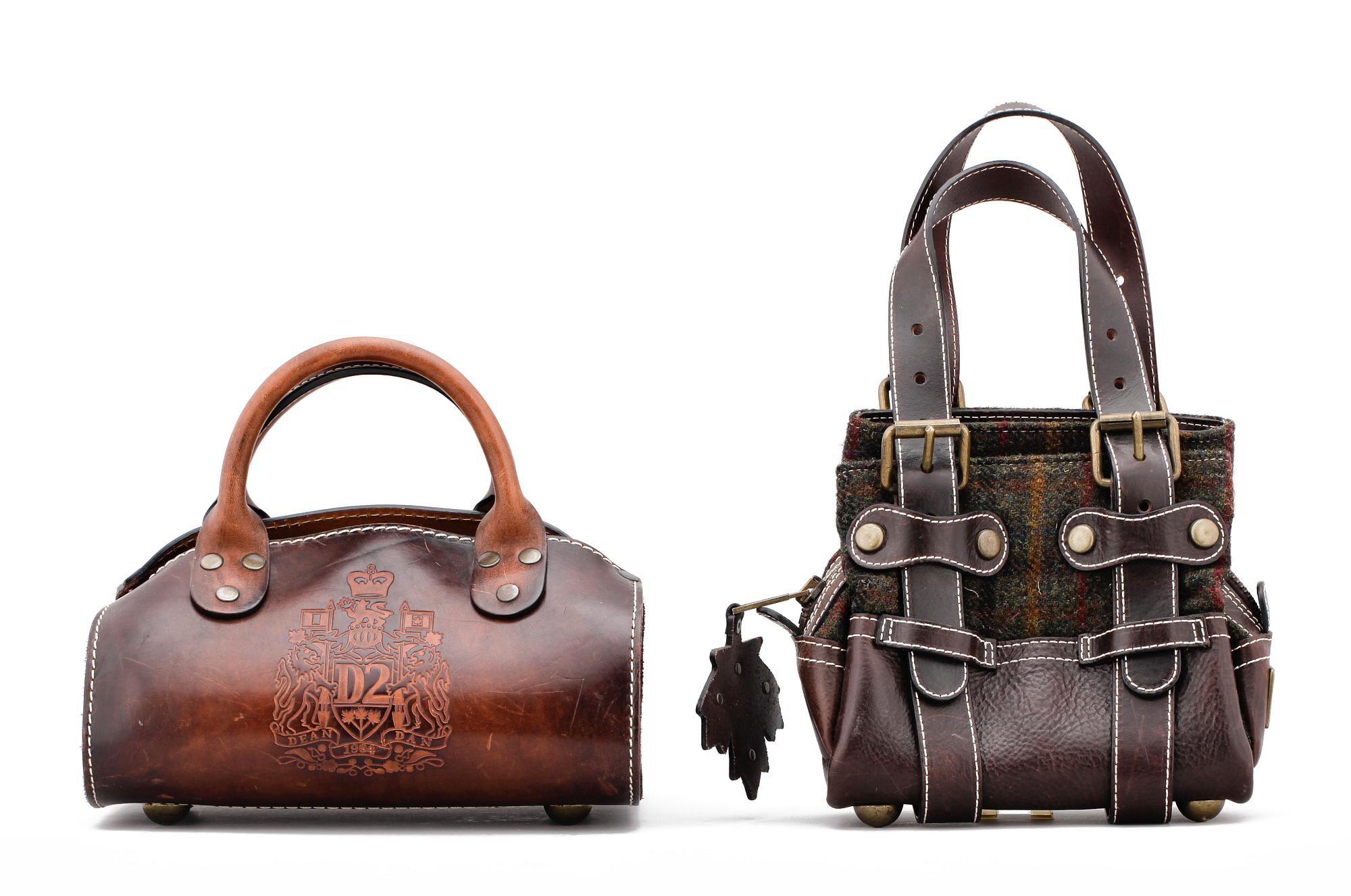 HANDVÄSKOR, 2 st, Dsquared, 2000-tal.