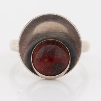 A Niels Erik From silver and amber necklace and ring.