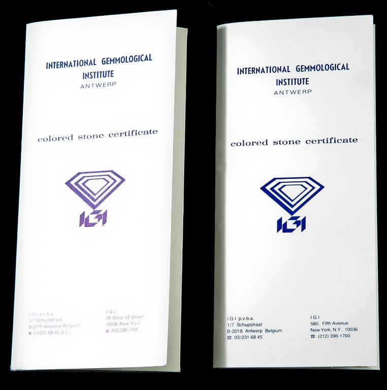 RUBINER, 2 st, fasettslipade, oinfattade, 0.45 ct resp 0.71 ct. Cert. IGI.