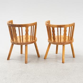 A pair of elm armchairs, 1930's/40's.