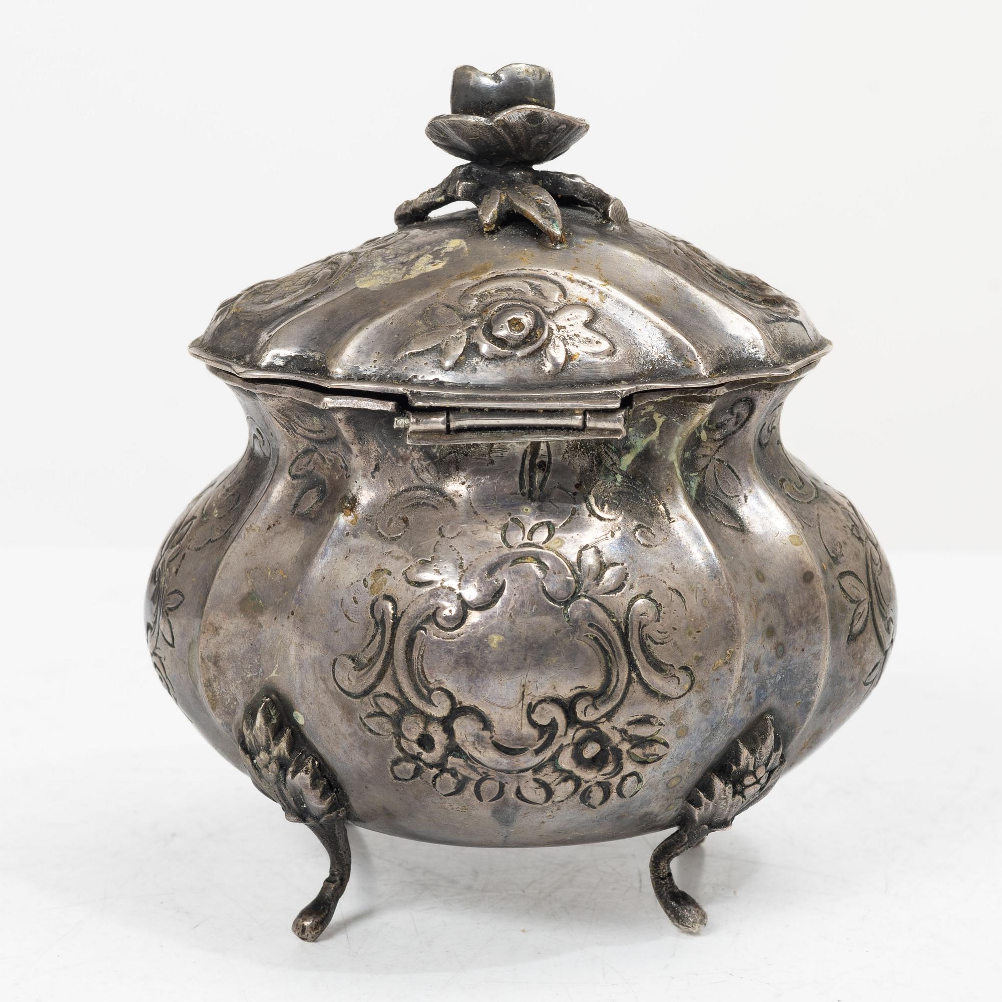 Sven Carlsson, Sugar box, silver, Rococo style, 1972.
