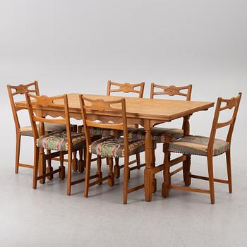 Axel O Röck, a seven-piece dining suite, Otterup Møbelfabrik, Denmark, 1960s.