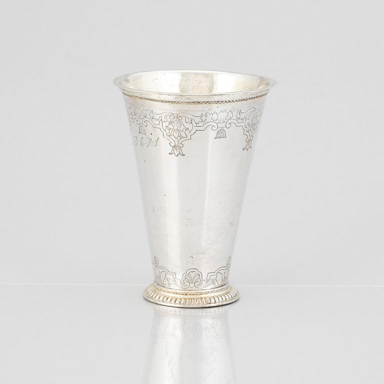 A Swedish early 18th century parcel-gilt silver beaker, mark of Erik Löfman (Uppsala 1690-1718 (1729).