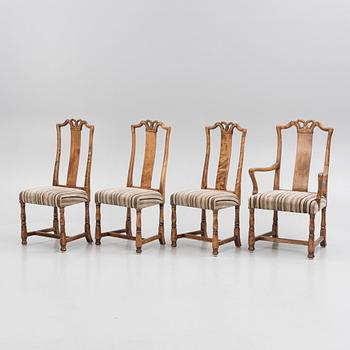 Svenska Möbelfabrikerna Bodafors, 3 stolar + 1 karmstol,  Swedish Grace, 1930-tal.