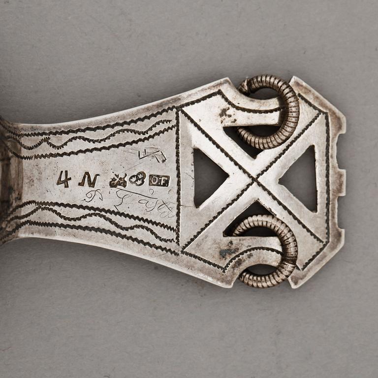 SAMESKED, silver, Olof Forsberg, Luleå 1843. Vikt ca 55 gram.