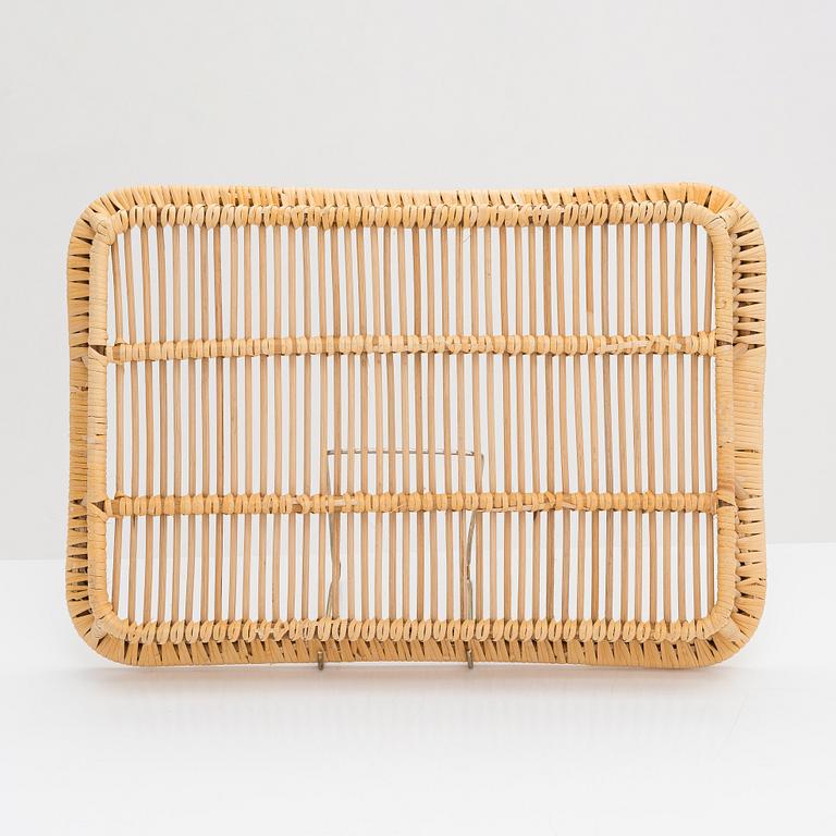 A mid-20th-century rattan serving tray, retailer Artek.