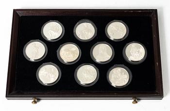 Schatull med medaljer silver 925/1000. "Mästaren och geniet Leonardo da Vinci". Franklin Mint 1970-tal.