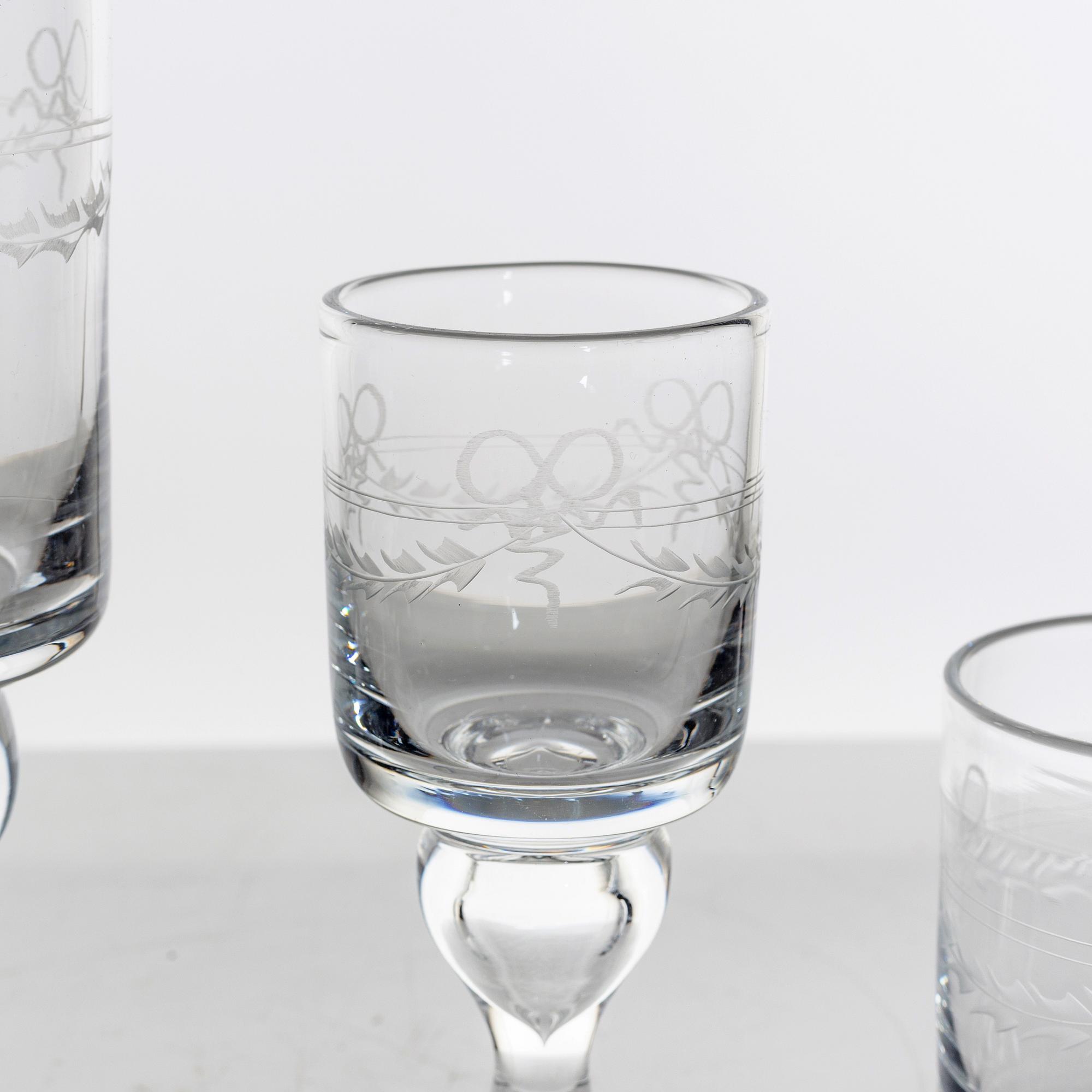 Glasservis, 48 delar, "Antik", Reijmyre glasbruk.
