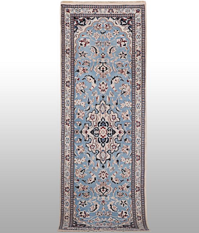 A runner carpet, Nain, part silk, ca 201 x 67 cm.