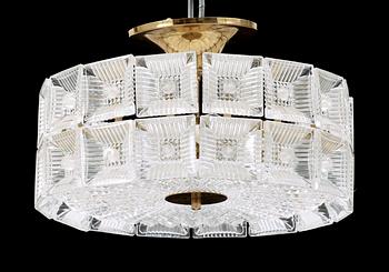 TAKPLAFOND, glas och mässing, 1900-talets mitt.