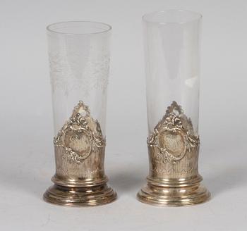 GLASBEHÅLLARE, ett par, silver, rokokostil, Tyskland.