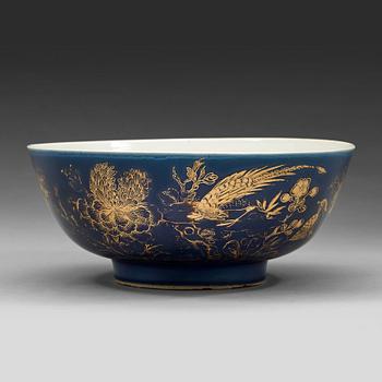 A 'powder blue' punch bowl, Qing dynasty, Qianlong (1736-95).