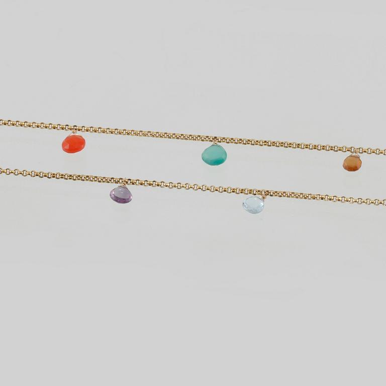 HALSBAND, doublé med 19 olikfärgade briloletteslipade stenar, Sophie by Sophie. Vikt 27,3 gram.