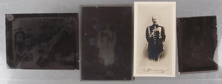 PARTI FOTONEGATIV PÅ GLASPLÅTAR, 7 st, bla Wladimir Woyeikow, ryska motiv, troligen 1920-tal.