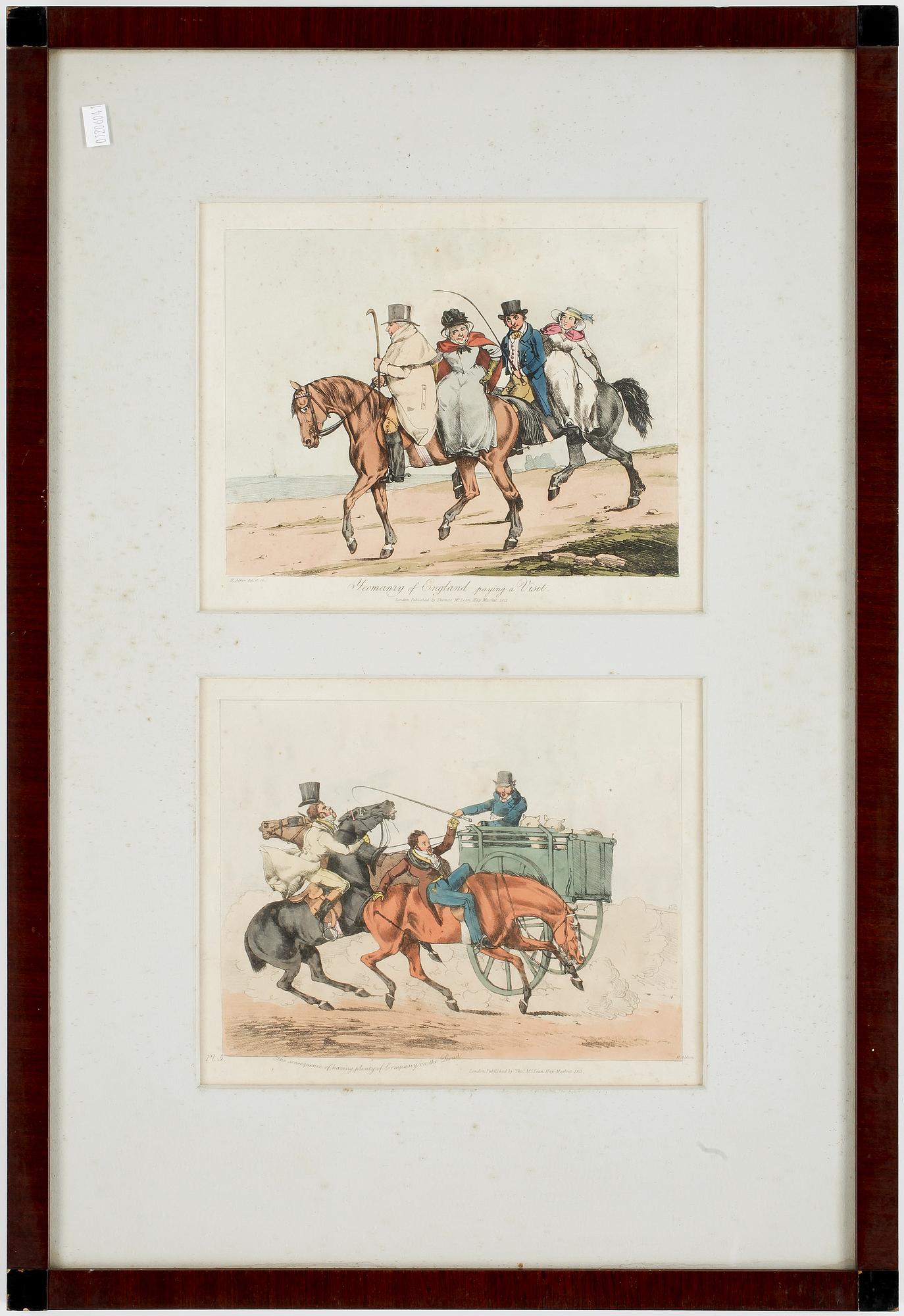 GRAVYRER, 6 st, handkolorerade, England 1800-tal.