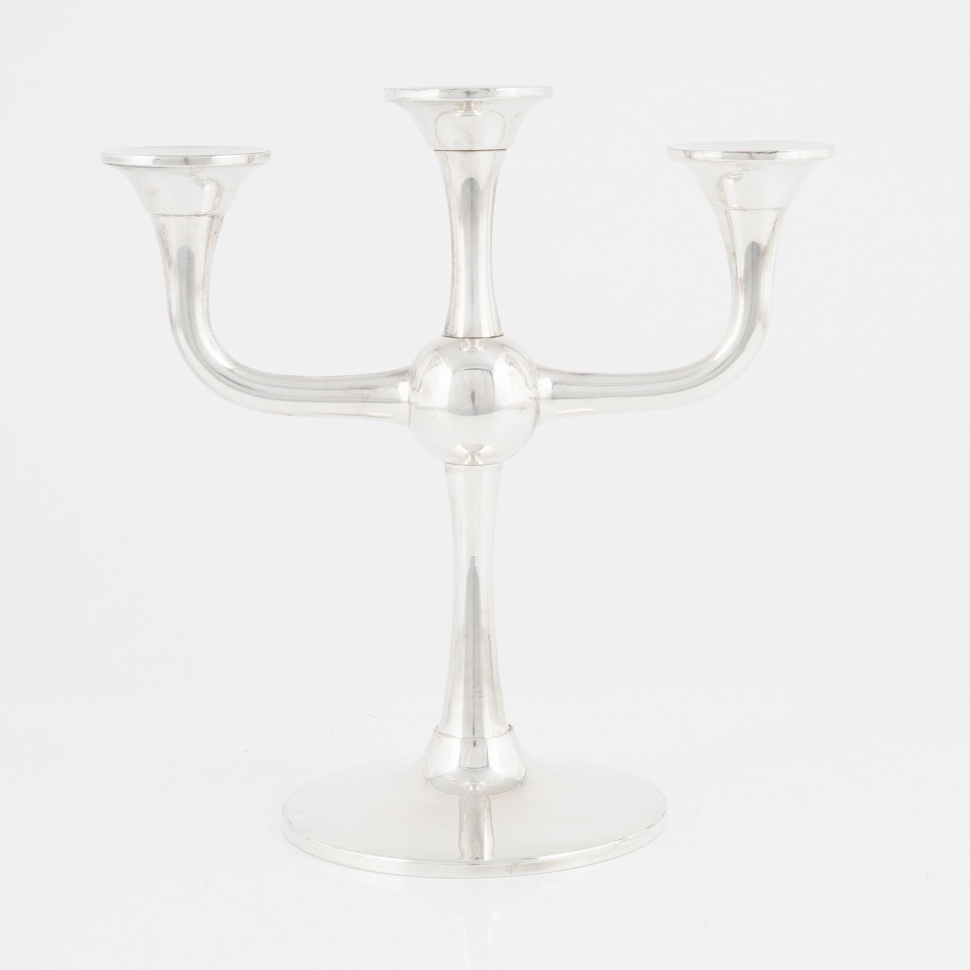 A Norwegian Silver Candelabra, Karl Jørgen Otteren, late 20th century.