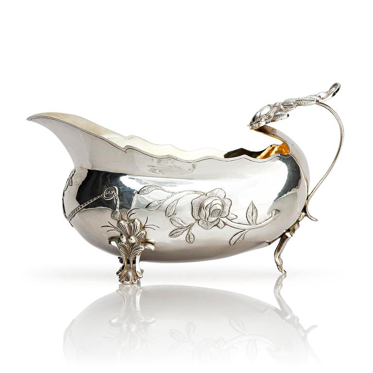 A Swedish 18th Century parcel-gilt cream-jug, mark of Erik Ernander, Uppsala 1779.