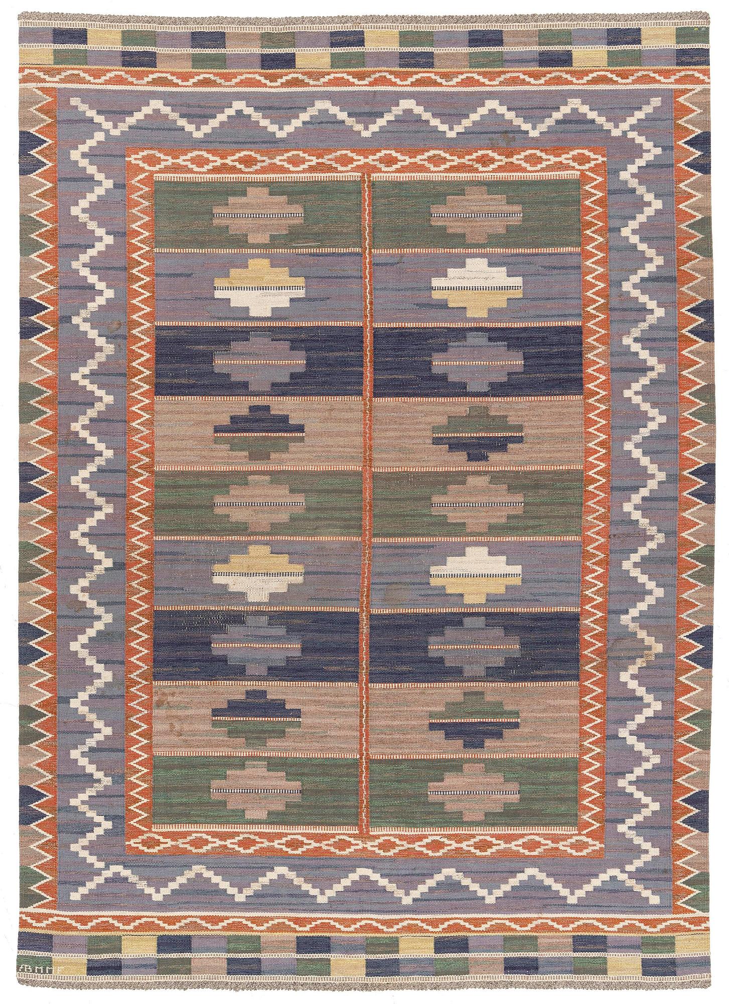 Märta Måås-Fjetterström, matta "Blå taggen", rölakan, ca 354 x 251 cm, signerad AB MMF.