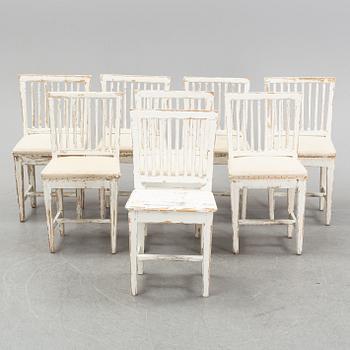 A set of eight painted chairs from the 19th Century.