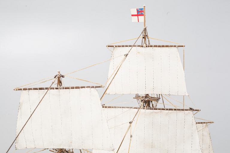 A 20th century wooden ship model.